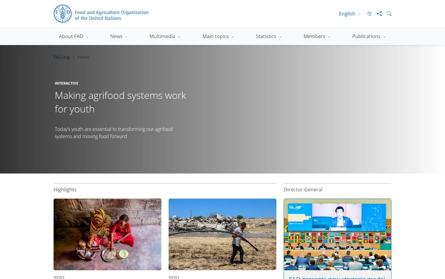 Food and Agriculture Organization of the United Nations 页面快照